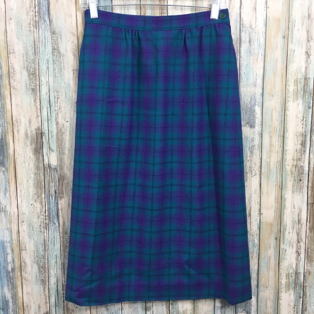 Vintage Pendleton Plaid 100% Virgin Wool Skirt